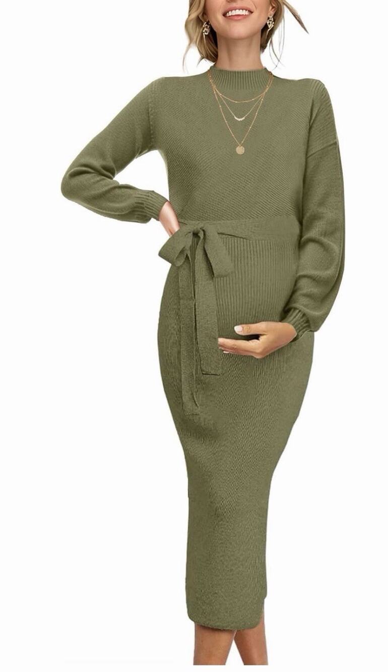 Seiciviy Knit Maternity Sweater Dress Green Women’s S